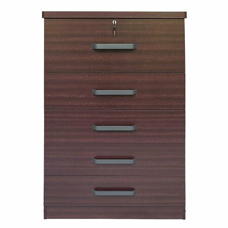 BETTER HOME 15.25 x 31.5 x 47.5 in. Xia 5 Drawer Chest of Drawers - Mahogany 5970-XIA-MAH